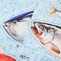 ≪圖案販售≫ 棉布噴墨印花布料魚店面板圖案[1個圖案約105cm x 98cm]