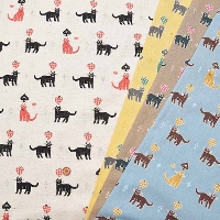 C/L Sheeting Print Fabric Sanae Sugimoto "Cats"