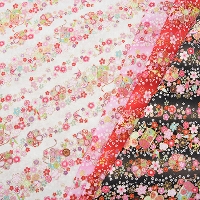 Cotton Sheeting Lame Print Fabric Cherry Blossoms and Cranes