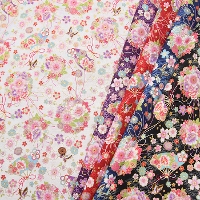 Cotton Sheeting Lame Print Fabric Flowers and Butterflies