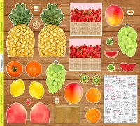 <Pattern> Cotton sheeting inkjet print fabric Fruit shop Pineapple