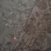 Polyester taffeta one-sided embroidered fabric with border flowers