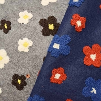 Polyester felt fabric, tufted flower pattern