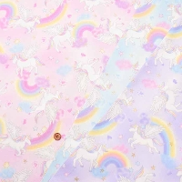 Cotton Oxford Lame Print Fabric Unicorn